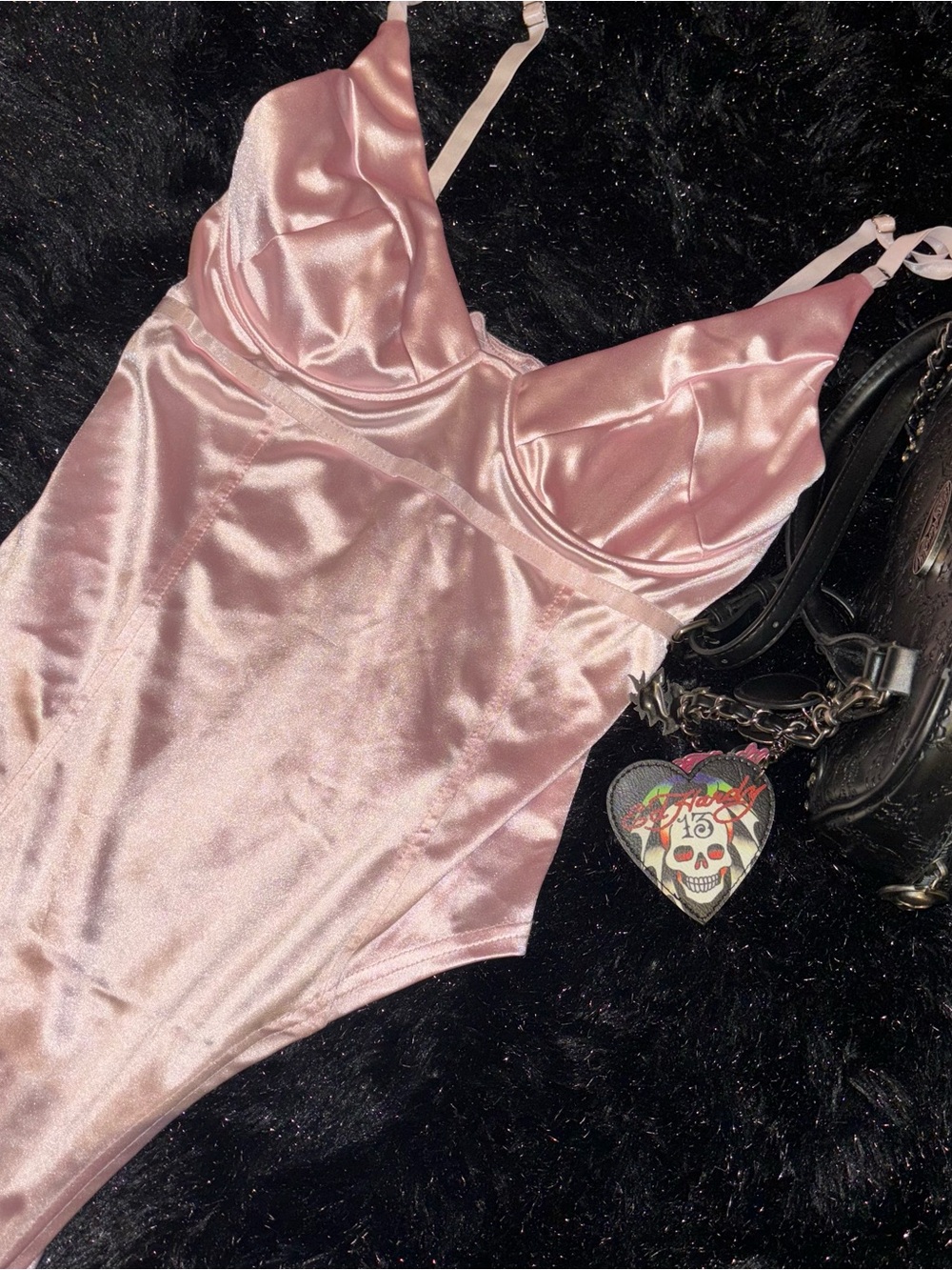 Satin Light Pink Bodysuit Vixen